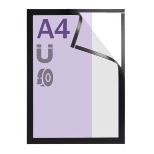 Magneetframe A4, zelfklevend zwart  | volledig zelfklevend 