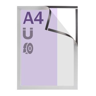 Magneetframe A4, zelfklevend zilver  | volledig zelfklevend 