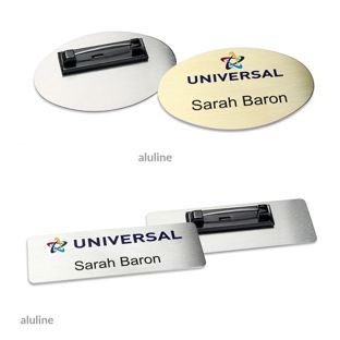 Naambadges aluline-plus® alu-complete roestvrij stalen pin 