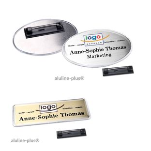 Naambadges polar® alu-print roestvrij stalen pin 