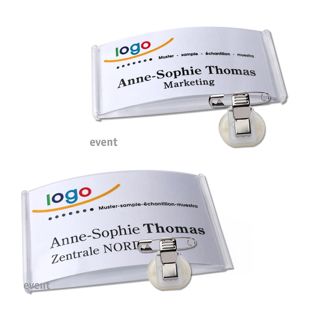 Naambadges wit klemmen event 