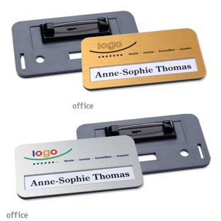 Naambadges office alu-print roestvrij stalen pin 