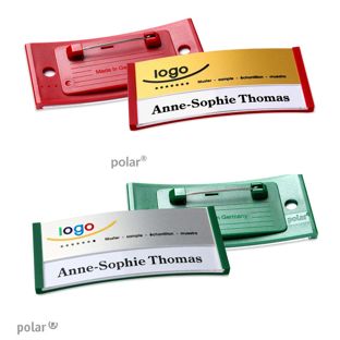 Naambadges polar® alu-print roestvrij stalen pin 