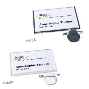 Naambadges wit klemmen Vista 40 