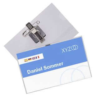 Naambadges wit klemmen urban combinatieclip, draaibaar | 90 x 55 mm