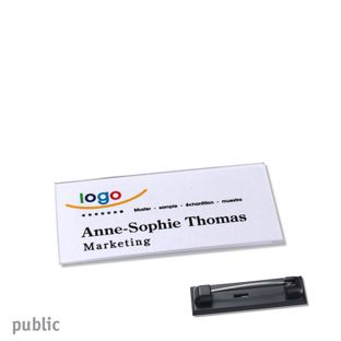 Naambadges naald PUBLIC 60 x 27 mm 