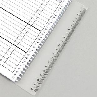 Bladwijzer liniaal 20 cm om vast te haken aan draad- of spiraalbinding 