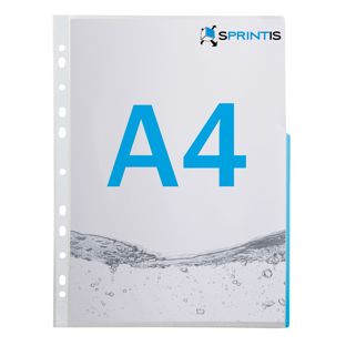 Showtassen A4, half gekleurde markeringsrand, PP-folie blauw 