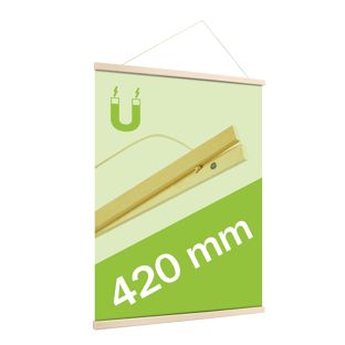 Houten posterstrips/posterhangers, met ophangkoord en magneetsluiting 420 mm | Dennen 