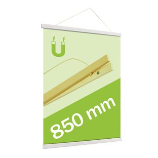 Houten posterstrips/posterhangers, met ophangkoord en magneetsluiting 850 mm | wit 