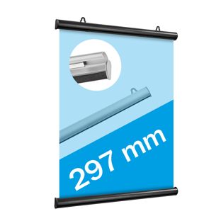 Posterstrips (1 paar), aluminium, klikprofiel 297 mm | zwart 