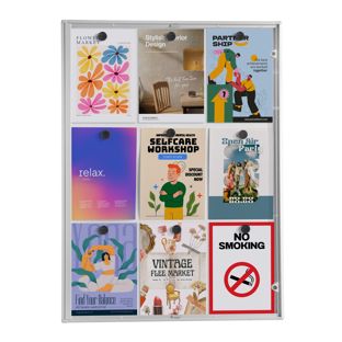 Vitrine, binnen, afsluitbaar, zilver 9x A4 