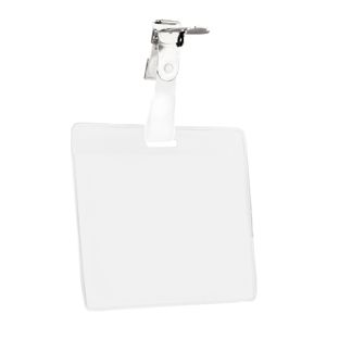 Badges voor visitekaartjes, liggend/dwars formaat, met bretelclip 