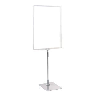 Posterframe met voet en houder (set) A3 transparant  | onderstel: grijs  | Aluminium stang verstelbaar van 350 - 550 mm 