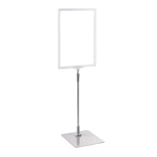 Posterframe met voet en houder (set) A4 transparant  | onderstel: grijs  | Aluminium stang verstelbaar van 350 - 550 mm 