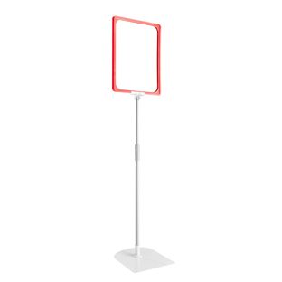 Posterframe met voet en houder (set) A4 rood  | onderstel: grijs  | Aluminium stang verstelbaar van 350 - 550 mm 
