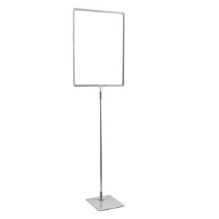 Posterframe met voet en houder (set) A3 grijs  | onderstel: grijs  | aluminium stang verstelbaar van 600 - 900 mm 