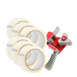 Handdispenser en 6 rollen verpakkingstape, transparant 