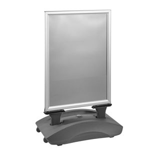 Stoepbord/posterbord A1 STORM-STOP Pro, met watertank, wind- en weerbestendig zilver 