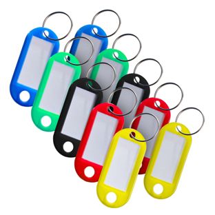 Sleutelhangers met labels, diverse kleuren (10 stuks) 