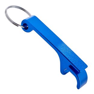 Flesopener sleutelhanger met blikopener blauw 