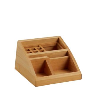 Houten bureau-organizer met pennenhouder en vakken 