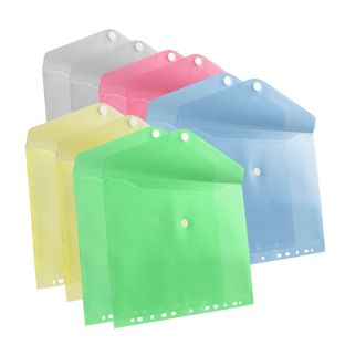 Documentenmappen met inhangstrook, A4, diverse kleuren (10 stuks) blauw|groen|geel|transparant|lichtroze 