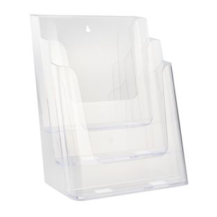 Brochurehouder voor aan de muur of als staande houder, polystyreen, transparant PTXC 3 x A4 