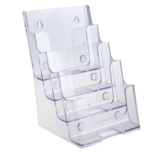 Brochurehouder voor aan de muur of als staande houder, polystyreen, transparant PTXC 4 x A5 