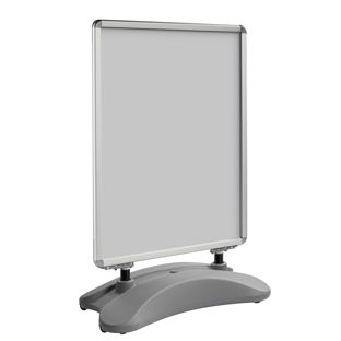Stoepbord STORM-STOP Lite B1 met watertank, windbestendig, profiel 32 mm,  ronde hoeken, zilver 