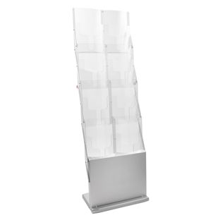 Brochurehouder opvouwbaar DENVER 8 x A4 met tas, zilver 