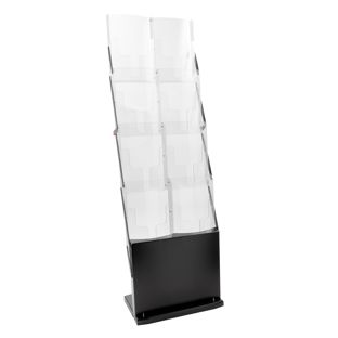 Brochurehouder opvouwbaar DENVER 8 x A4 met tas, zwart 