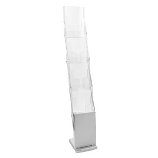 Brochurehouder opvouwbaar DENVER 4 x A4 met tas, zilver 