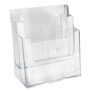 Brochurehouder voor aan de muur of als staande houder, polystyreen, transparant PTXC 2 x A4 