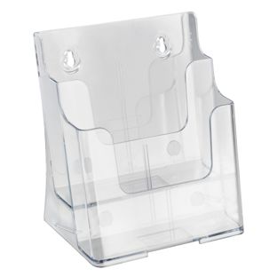 Brochurehouder voor aan de muur of als staande houder, 2 vak, polystyreen, transparant PTXC 
