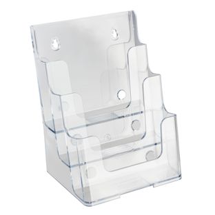 Brochurehouder voor aan de muur of als staande houder, polystyreen, transparant PTXC 3 x A5 
