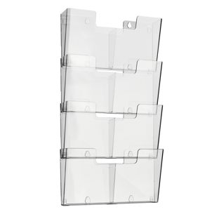 Wandfolderhouder, polystyreen, incl. verdelers, transparant PTXK liggend formaat | A4 + A5