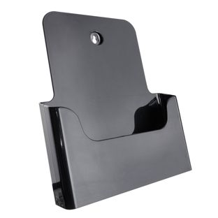 Brochurehouder voor aan de muur of als staande houder, polystyreen, transparant PTXD 1 x A4  | zwart 