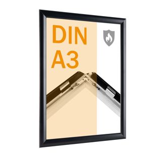 Brandwerende kliklijsten A3 met B1-certificering met PET voorblad  | zwart 