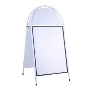 Stalen stoepbord A1 STEEL-STOP met topbord  | wit 