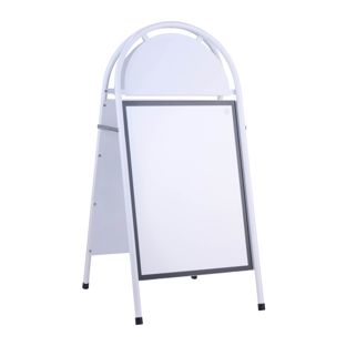 Stalen stoepbord A2 STEEL-STOP met topbord  | wit 