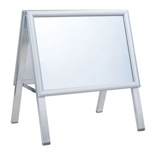 Stoepbord SOLID-STOP A3 Outdoor, 25 mm profiel, hoeken in verstek liggend formaat  | zilver 