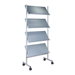 Folderrek met wielen LINCOLN, metaal, 12x A4, zilver 4 | 12x A4