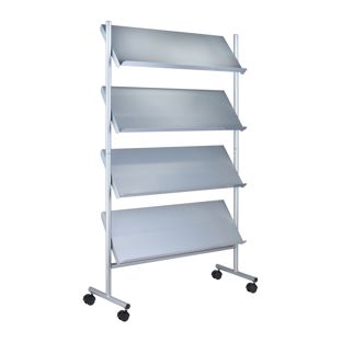 Folderrek met wielen LINCOLN, metaal, 16x A4, zilver 4 | 16x A4