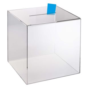 Donatiebox 30x30 cm, met gleuf, acryl, tranparant 
