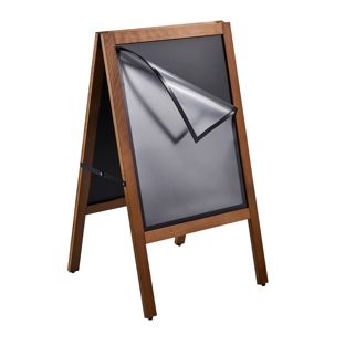 Stoepbord hout COMBI, A2, met krijtbord en magneetframe, houtlook 