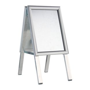 Stoepbord SOLID-STOP A4 outdoor, 25 mm profiel, verstekhoeken, zilver 