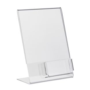 L-standaard met extra vak PREMIUM, acryl A5 + 56 x 88 mm  | staand formaat 