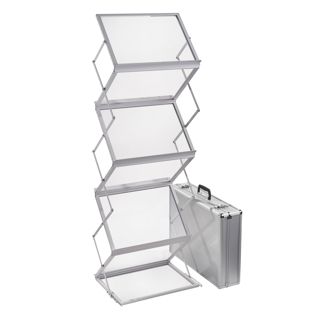 Brochurehouder opvouwbaar BOSTON 12 x A4 of 6 x A3 met koffer, wit A3  | wit  | met koffer 