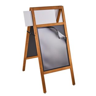Stoepbord houd COMBI PLUS A2, met krijtbord en magneetframe, houtlook 